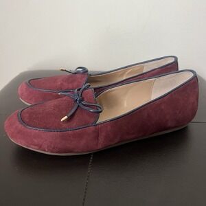Crown &‎ Ivy Women's Farrah Suede Driving Mocs Burgundy Loafers Size 6.5 M
